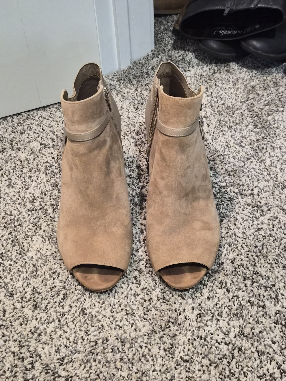 Peep Toed Suede Booties